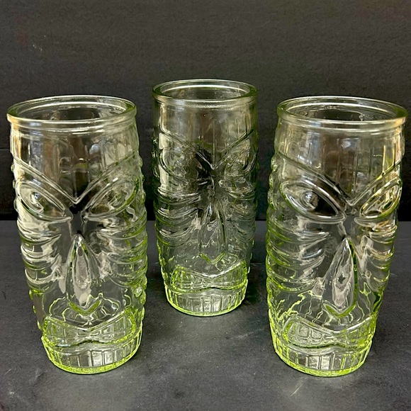 Vintage set of 3 20 oz LIBBEY clear Tiki large tumblers - Picture 1 of 6